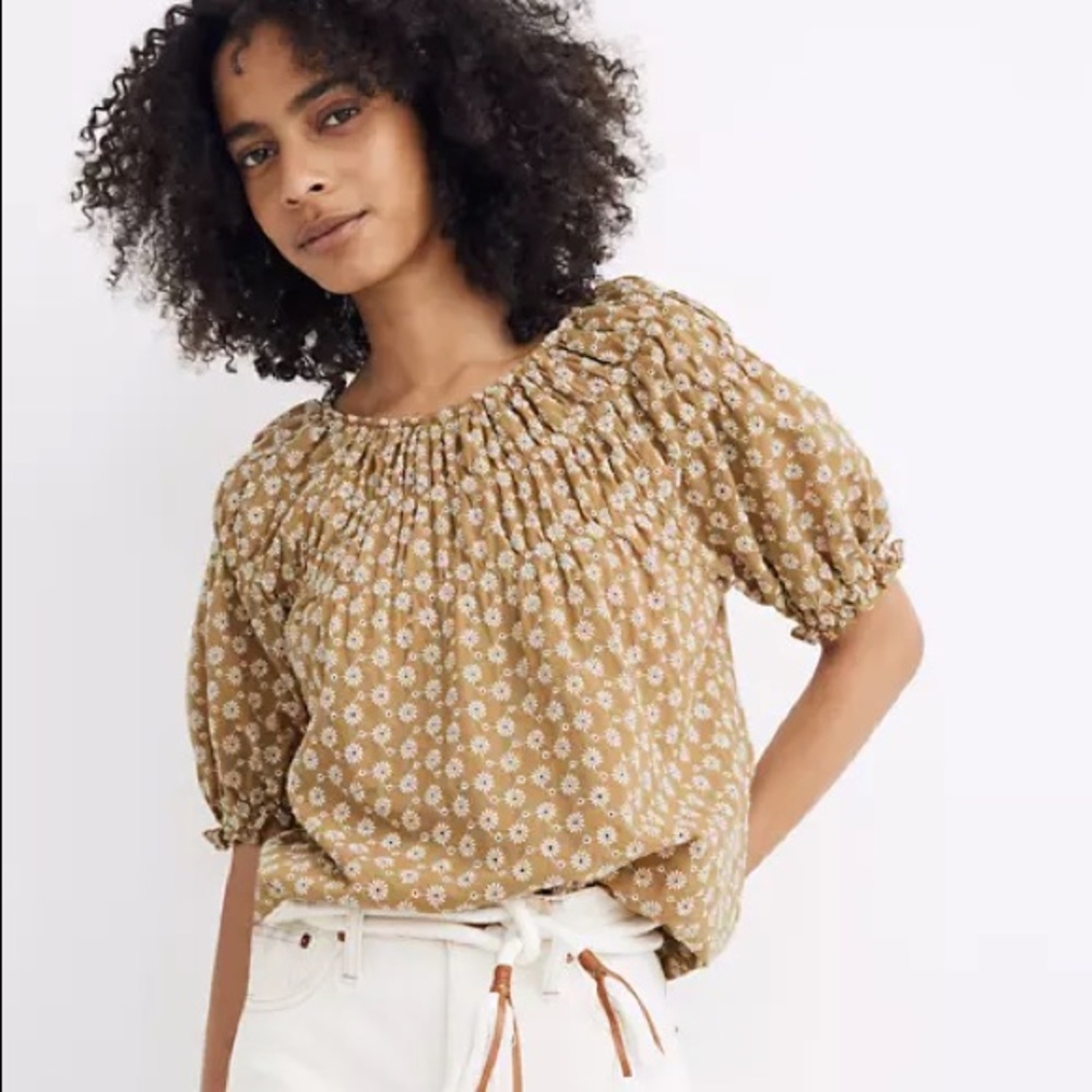 Madewell daisy embroidered top XS
